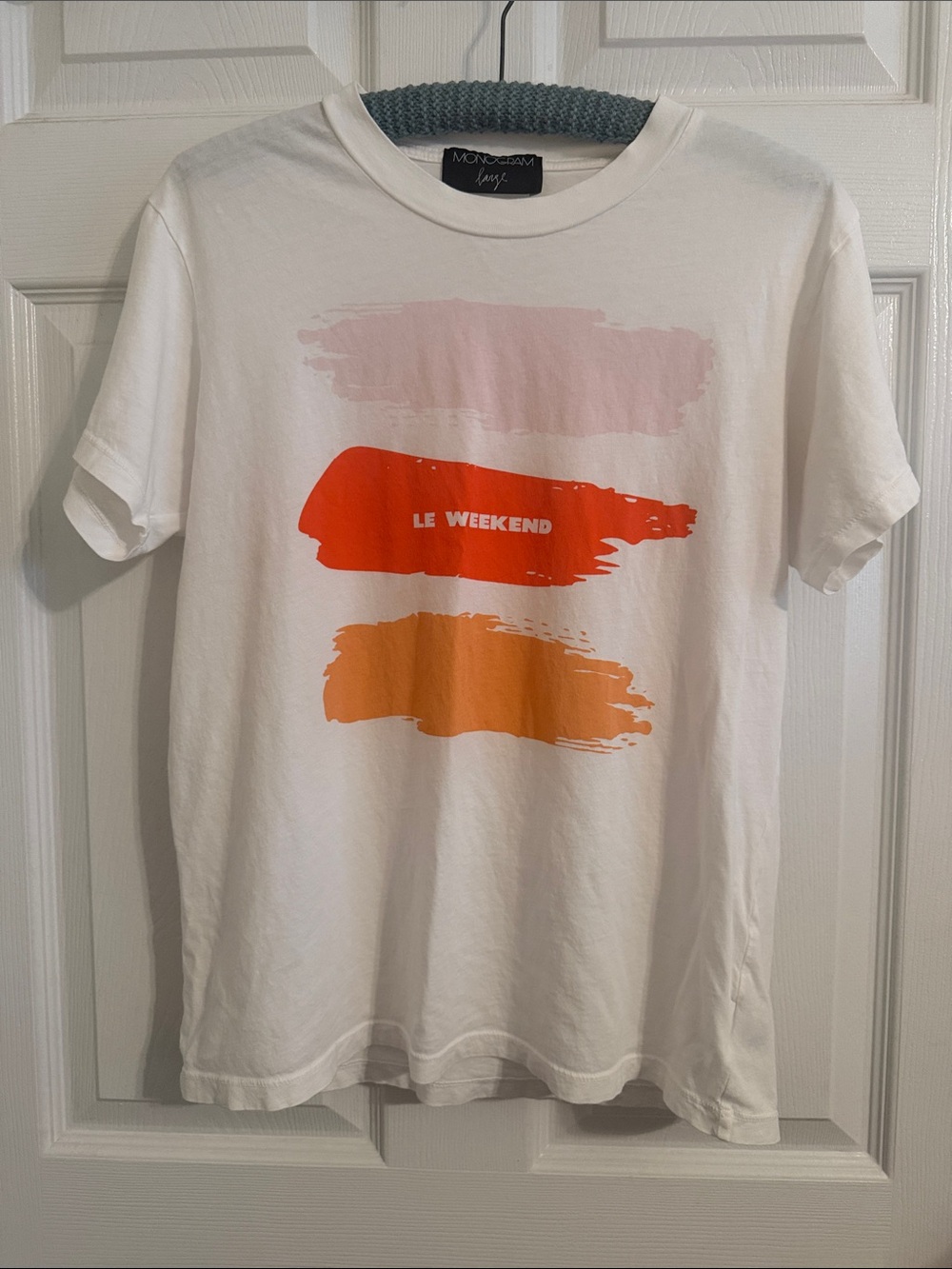Monogram "Le Weekend" Brushstroke Graphic Tee Sz Large